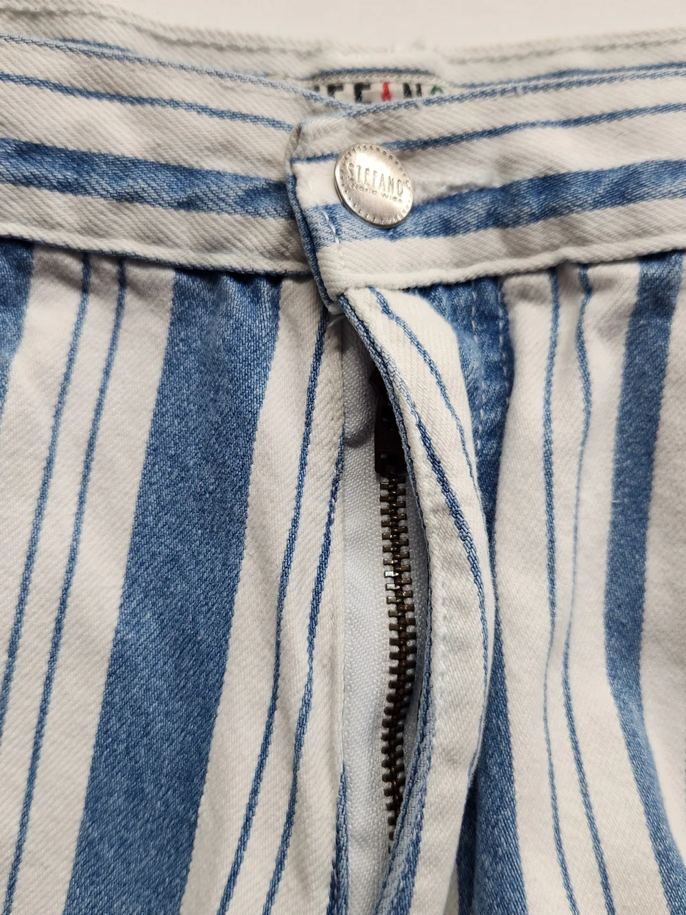 ⭐️Vintage 90s Stefano International Striped Denim Bow Mom Shorts High Waist 20